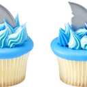 DECOPAC Shark Fin Cake Picks, 72-Pack, Cupcake Toppers, Reusable Decorations for Cakes, Cupcakes and other Bakes, Surprise Guests at Beach-Themed or Shark Week Parties