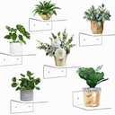 4 Pack Small Acrylic Floating Shelves for Wall, Wall Mounted Hanging Display Shelves for Plants, Funko Pop Figures, Adhesive Shelf for Bedroom, Picture Toy Clear Display Shelf