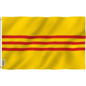 ANLEY Fly Breeze 3x5 Foot South Vietnam Flag - Vivid Color and Fade Proof - Canvas Header and Double Stitched - South Vietnamese Flags Polyester with Brass Grommets 3 X 5 Ft