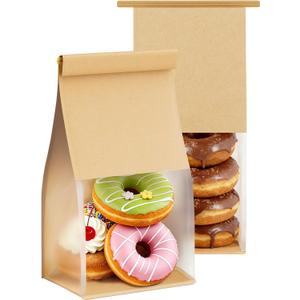 FireKylin Bakery Bags with Tin Tie Tab Lock 3.9"x3.1"x 8.2" Bread Bags for Homemade Bread Cookie Bags Good Choice Breads,Goodies,Baked,Goods and Cookie Packaging (50, Small)