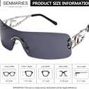 SENMARIES Rimless Y2k Sunglasses For Women Men Rectangle Vintage glasses Fashion Flame Metal Sunglass Frameless Retro Eyewear