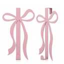 Dylrauoza Pink Over the Door Hooks, 2 Pack Metal Door Hanger Hooks for Towels Coats & Bags, Bow Over Door Hook Rack Organizer for Bathroom Girls Bedroom Closet, Coquette Room Decor, No Drill