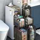 3-Tiers Narrow Storage Cabinet,Sleek Free Standing Toilet Paper Holder,Small Bathroom Floor Cabinet,Slim Plastic Drawer Storage,Multifunctional Organizer,White,6.9''x16.1''x30.8''Lozovin-SNG)