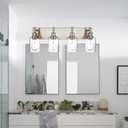 4 Light Bathroom Vanity Lights Brushed Nickel Bathroom Lighting Fixtures Over Mirror with Clear Glass, Industrial Wall Sconce Vanity Lighting Fixture for Bedroom Living Room, E26 Socket