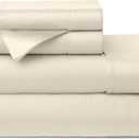 Cosy House Collection 100% Rayon Derived from Bamboo Bed Sheet Set - Cooling, Breathable, Silky Soft 4-Piece Deep Pocket Bedding Set (Queen, Cream)