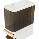 Grain Storage Bin Cereal Dispenser, 5-Grid Compartment Size Grain Dispenser, 5 in 1 Clear Rice Dispenser w/Hopper, 27lb Grain Storage Container, Sealed Granular Dry,7.5kg