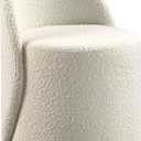 OSP Home Furnishings Lystra Swivel Barrel Vanity Chair with Textured Boucle Fabric, Cream