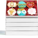 RomanticBaking 50 Pack Small Cookies Boxes with Window 9 1/2" x 6" x 1 1/4" Pastry Bakery Boxes for Macaron,Cakesicle,ricek rispy treats, Browine (White)