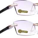 LUFF Reading Glasses Hd Anti-Blue Diamond Cut Edge Frameless Reading Glasses for mens