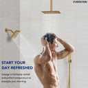 Ceiling Mount 12" High-Pressure Rainfall Shower Faucet, Dual Rainfall Shower Head System with Valve (Brushed Gold)