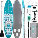 FunWater Inflatable Stand Up Paddle Board with Premium SUP Paddleboard Accessories, Wide Stable Anti-Slip EVA Deck, Paddle Boards for Adults & Youth of All Skill Levels (Dark Green Totem)