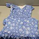 Women's Summer Floral Midi Dress Smocked Waist V Neck Ruffle Sleeve Boho Tiered Sundress Casual Beach Vacation Outfit (Blue, S)