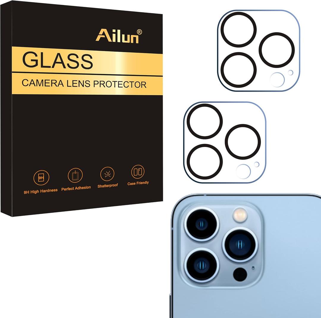 Ailun Camera Lens Protector for iPhone 13 Pro & iPhone 13 Pro Max,Tempered Glass,9H Hardness,Ultra HD,Anti-Scratch,Easy to Install,Case Friendly [Does not Affect Night Shots][2 Pack]