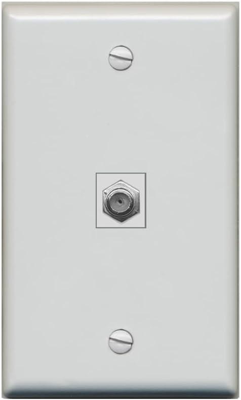 RiteAV Coax Cable TV Wall Plate 1 Gang Flat - Gray