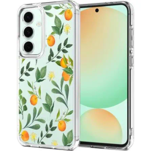 Unov Compatible with Galaxy S24 FE Case Clear with Design Soft TPU Shock Absorption Slim Embossed Pattern Protective Back Cover 6.7 inch (Citrus Flavors)