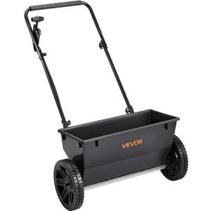 VEVOR Broadcast Spreader, 50LBS Capacity, Drop Spreader with Hopper Grate, 18 in Spreading Width & 30 Settings, 10 in All Terrain Tires, Garden & Lawn Spreaders for Seed, Fertilizer (Black)