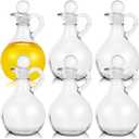 Suclain 6 Sets 12oz Glass Oil and Vinegar Cruets Set Round Oil Dispenser Olive Bottle with Airtight Stopper Salad Dressing Bottle Glass Condiment Container for Kitchen Homemade Syrup Olive Condiment