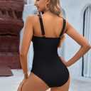 BMJL Women's Tummy Control Swimsuits Mesh Sexy One Piece Bathing Suits Slimming V Neck Swimwear, XL