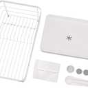 Large Dish Drying Rack with Drain Board, 39.5x30.5cm Kitchen Dish Rack Space Saving Dish Drainer for Kitchen Counter, Iron Frame & PP Tray for Kitchen Organization (Small)
