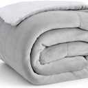 Bedsure GentleSoft Sherpa Fleece Throw Blanket for Couch, Non-Heated, Thick and Warm Throw for Women and Men, Soft Fuzzy Plush Blanket for Winter, Light Grey, 50x60 Inches