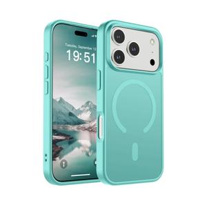 SUPFINE Magnetic for iPhone 17 Pro Case (Compatible with MagSafe)(Military Grade Drop Protection) Translucent Matte Shockproof with Anti-Fingerprint Phone Cover,Blue Green