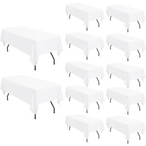 Pesonlook 12 Pack White Polyester Tablecloth-60 x 102 Inch White Rectangle Tablecloth for 6 Ft Rectangle Tables,Washable Fabric Table Cover for Wedding/Buffet Party/Dining Table/Events