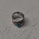 LRGKMCWTOB Vintage Sterling Silver Turquoise Ring for Women, Bohemian Style Handmade Dainty Ethnic Healing Stone Ring, Tribal Totem Cut Natural Turquoise Bridal Statement Ring Gift Size 9