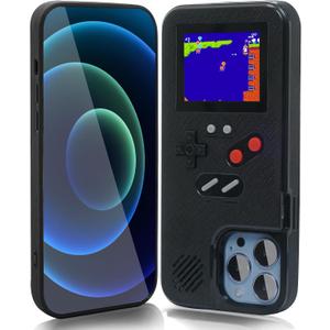 Gameboy Case for iPhone 15 Pro, Retro 168 Classic Games, Anti-Scratch Shockproof Phone Cover, Black