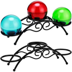 Frienda 1 Pcs Sphere Holder Crystal Stands for Display Black Eggs Display Stand Ball Holders 7 Inch Metal Sturdy Iron Multi-sphere Crystal Ball Sphere Globe Office Home Decor Ornament