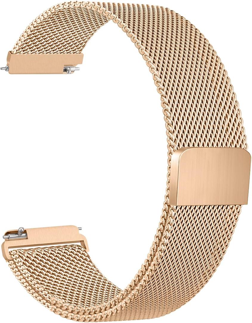 Amzpas Quick Release Metal Watch Band 20mm 22mm Stainless Steel Watch Strap,Mesh Magnetic Replacement Band for Samsung Galaxy Watch 40mm 44mm