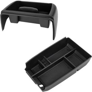 Carwiner 2 PCS Center Console Organizer Compatible with Ford Escape Accessories 2020-2024 2025, Armrest Storage Box & Dash Organizer Tray Holder Interior Insert (Escape 2PCS)
