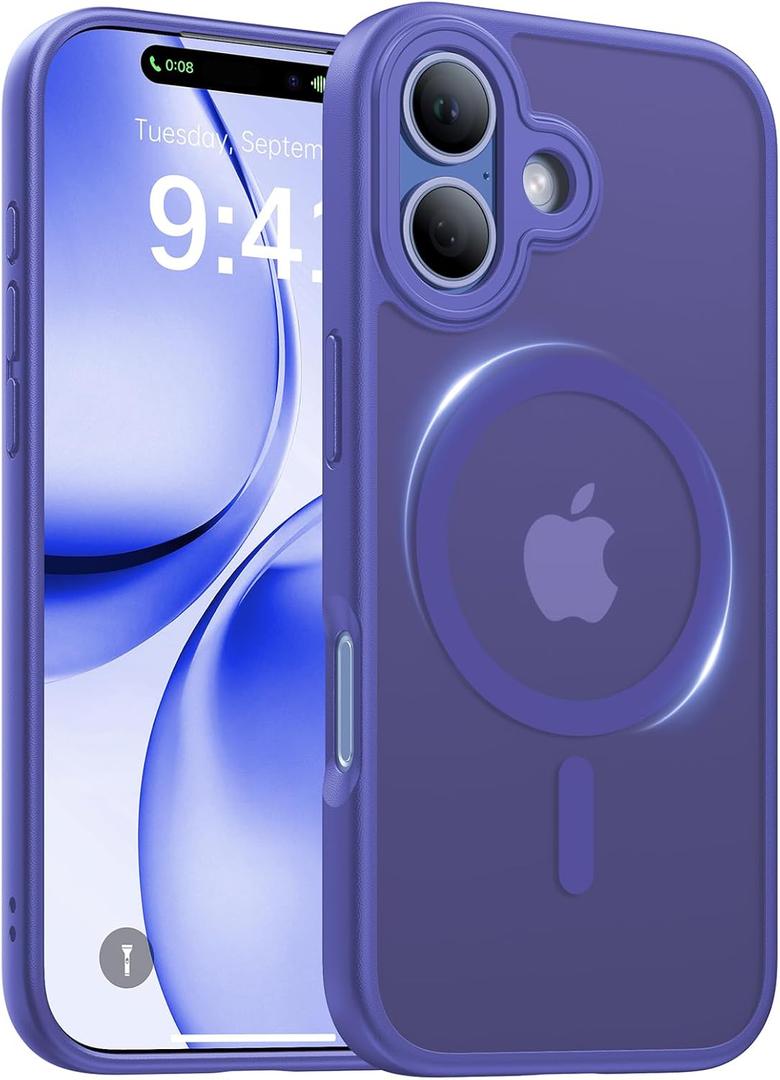 Magnetic for iPhone 17 Case,[Anti-Slip][Compatible with MagSafe][Military Grade Drop Protection] Shockproof Protective Translucent Matte Phone Case for iPhone 17 Case,Cobalt Blue