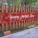 Happy Mother's Day Banner Decorations,Mother's Day Polyester Hanging Banner Party Decoration Supplies,120x20 Inch Mothers Day Yard Sign Holiday Hanging Outdoor Decor Red Buffalo Plaid Love Heart Party Supplies for Indoor Outdoor Garden Fence Balcony Lawn Home Decor