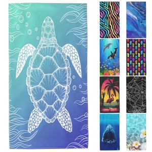 BAIOAOPA Sea Turtle Microfiber Beach Towels,Bohemian Blue Sea Turtle with Seaweed Oversized Absorbent Bath Towels,Soft Quick Dry Thin Camping Towel for Adults Women Men,29.5"59"