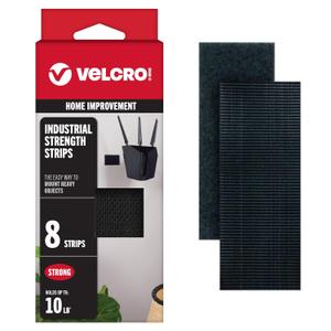 VELCRO Brand Heavy Duty Fasteners | 4x2 Inch Strips with Adhesive 8 Sets | Holds 10 lbs | Black Industrial Strength Stick On Tape | Indoor or Outdoor Use (VEL-30703-USA), 8 Count (Pack of 1) (4in x 2in)