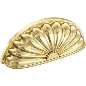 goldenwarm 12 Pack Bright Gold Cabinet Handles Drawer Pulls Finger Edge Pull for Half Moon Cup Luxury Hardware 3" Hole Center Brushed Brass Knobs