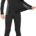 Kids Thermal Base Layer Set Fleece Lined Underwear Top & Pants for Winter Sports,1/2 Pack (Black, XXL)