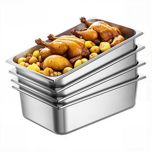 Full Size 6''deep Stainless Steel steam pan 4 Pack with Non-Stick Coating - Boiling & Poaching