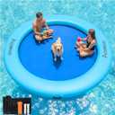 ACOMUZI 8FT Water Hammock Inflatable Floating Dock, Round Floating Ring Lake Floats for Adults, Heavy Duty Pool Float Raft for Ocean and Lake, Sky Blue