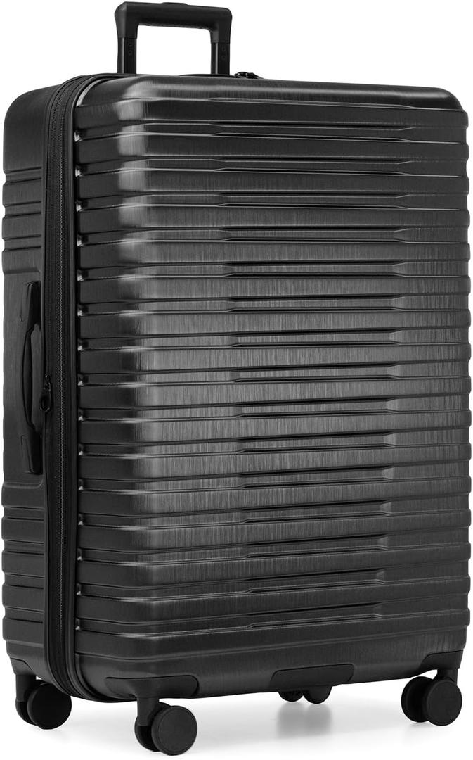 U.S. Traveler Boren Polycarbonate Hardside Rugged Travel Suitcase Luggage with 8 Spinner Wheels, Aluminum Handle, Black, Checked-Large 30-Inch, Checked-large 30-inch, No Usb Port