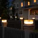 Solar Post Cap Lights,50 Lumem Brightness,2 Modes Warm White/Bright White Outdoor Fence Post Cap Light Garden Decor Lithium Battery Powered Lighting Fits for 4x4 5x5 Wooden Posts 4x4 5x5 Vinyl Posts
