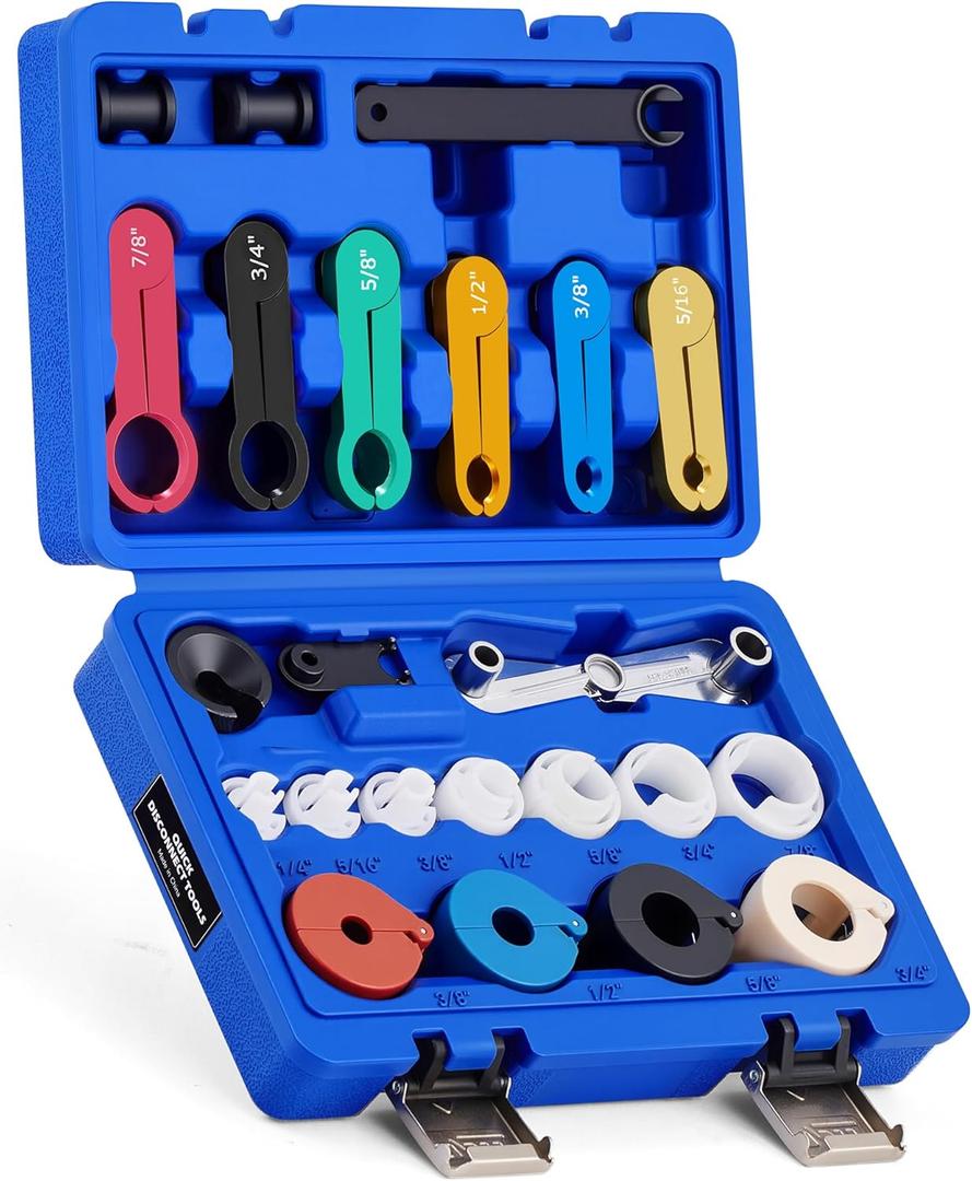 Orion Motor Tech Master Quick Disconnect Tool Set, 25pc Line Disconnect Tool Kit for A/C Fuel & Transmission Systems, Fuel Line Disconnect Tools for Mechanics Compatible with Ford Chevy GM More, Blue