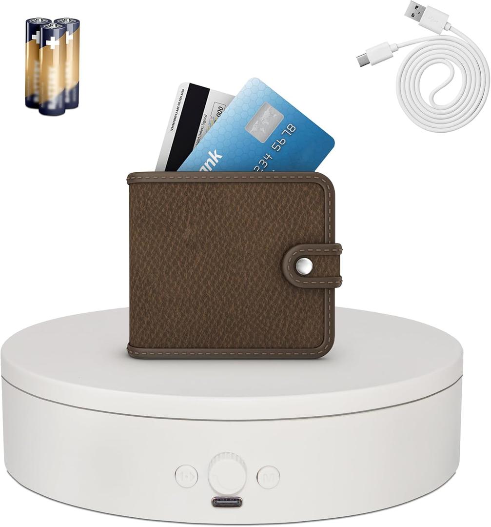 Rotating Display Stand with Type-C Power Cable, Motorized Turntable Adjustable Speed and Direction for Jewelry Photography, Spinning Platform for Product Shooting and Displaying (white, 5.9'')