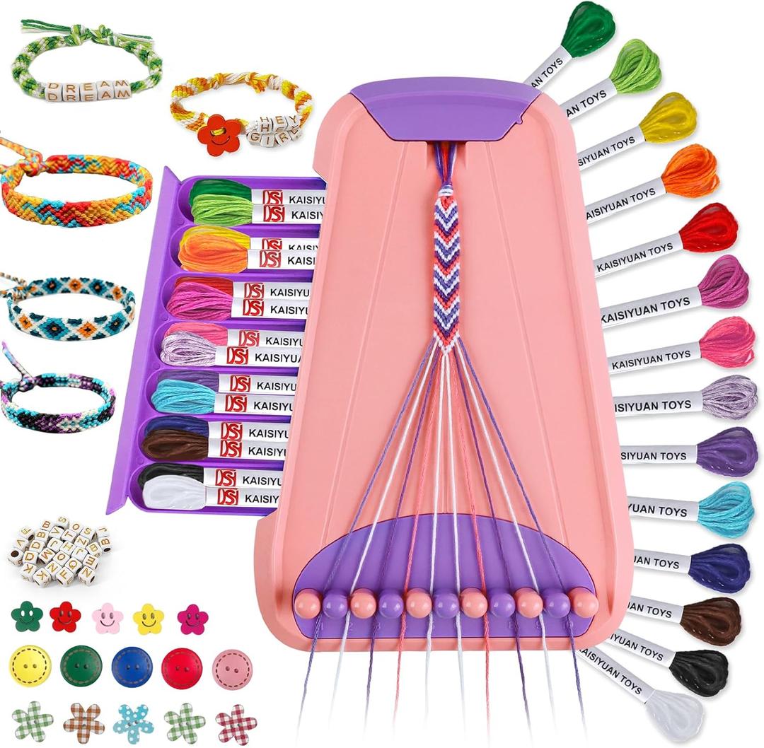Friendship Bracelet Making Kit for Girls Ages 8-12, Kids Jewelry Making Kit with 28 Pre-Cut Threads and Letter Beads, Arts and Crafts for Kids, Birthday Easter Gifts for 6 7 8 9 10 11 12 Year Old