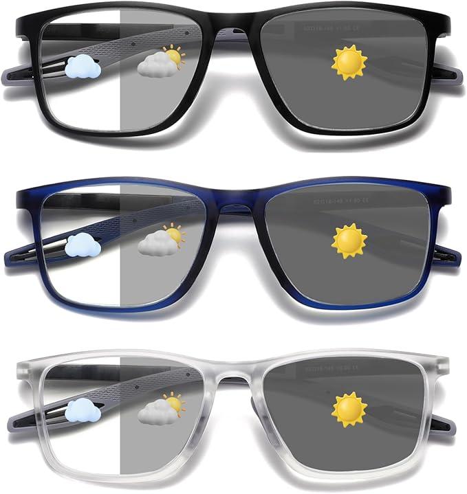 Hubeye TR90 Sports Reading Glasses for Men and Women Ultralight Flexible Anti-Blue Light Readers （Matte blue+Transparent，+1.25）