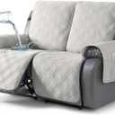 TAOCOCO 100% Waterproof Loveseat Recliner Cover with Straps, Split Loveseat Covers for Reclining loveseat, Non Slip Reclining Sofa Cover Furniture Protector for Kids, Pets(2 Seater, Off White)