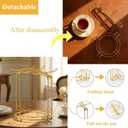 YOLIFE Tea Cup Holder for Countertop, Gold Metal Cup and Saucer Display Stand, Foldable Tea Station Organizer, Espresso Coffee Cups Rack for Home or Bar Decor