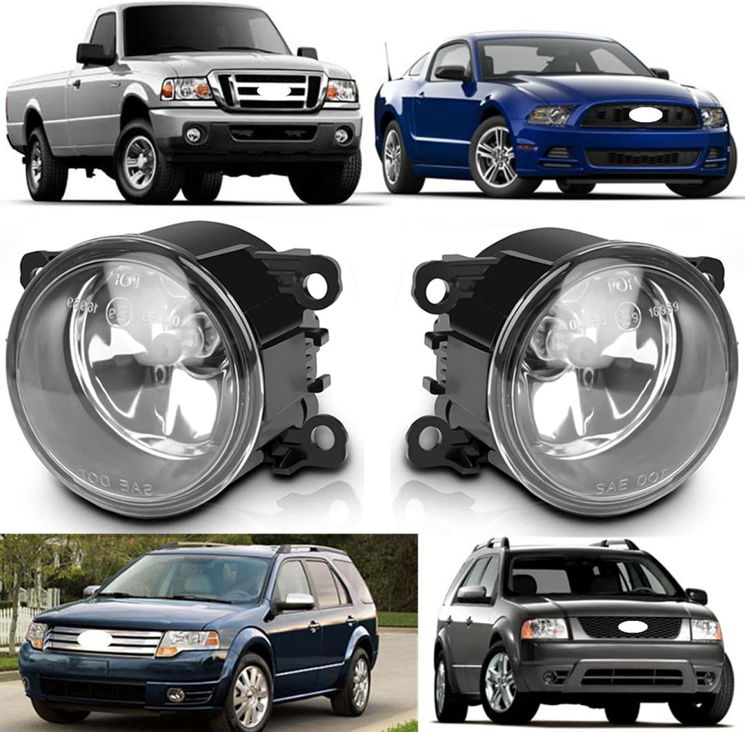 Pair of Front Fog Lights RH LH Compatible With Ford Freestyle 2005-2007 & Mustang 2005-2014 & Ranger 2005-2011 & Taurus X 2008-2009 Replaces 4F9Z15200AA FO2592217C 33900-T0A-A01