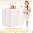 Kolldenn Extra Large Gift Box with Lid, Giant Gift Box for Gender Reveal Big Presents with Bows and Ribbons for Birthday Special Celebrations Anniversaries Wedding Party (White,28x28x28 Inches)
