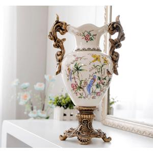 Tall Floor White Ceramic Vase for Pampas Grass Flowers -16.1" Tall, Unique Design ice Cracked Ceramic vase for Home Decor, Sophisticated Vessel for Decorative Branches & Dried Flowers.